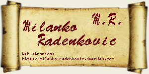 Milanko Radenković vizit kartica